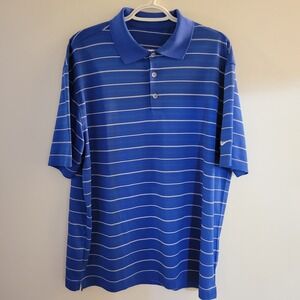 Nike Golf Dri-Fit Short Sleeve Polo Men's Size Large Blue White Striped